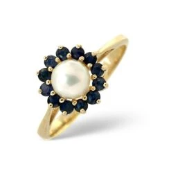 Pearl And Sapphire 9K Gold Ring