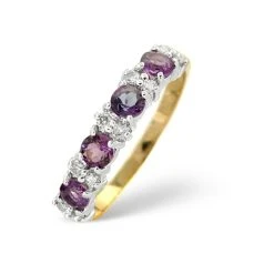 Amethyst 0.48ct And Diamond 9K Gold Ring