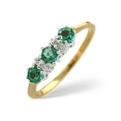 Emerald 0.45ct And Diamond 9K Gold Ring