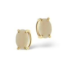 Opal 7 X 5mm 9K Yellow Gold Earrings