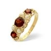 Garnet And Pearl 9K Yellow Gold Ring