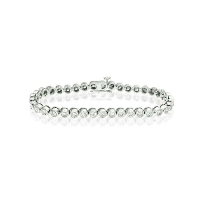 Diamond Tennis Bracelet Rubover Style 4.00ct 9K White Gold 1 Diamond Tennis Bracelet Rubover Style 4.00ct 9K White Gold