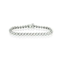 Diamond Tennis Bracelet Rubover Set 5.00ct H/Si In 18K White Gold