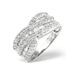 Diamond 1.00CT 18K White Gold Cross-Over Ring