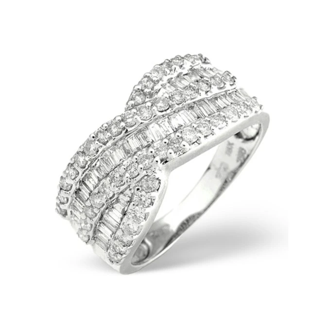 Diamond 1.00CT 18K White Gold Cross-Over Ring 1 Diamond 1.00CT 18K White Gold Cross-Over Ring
