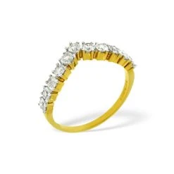 Diamond 0.70CT 18K Yellow Gold Wishbone Ring -The Diamond Store 14088