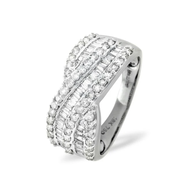 Diamond 1.00CT 18K White Gold Cross-Over Ring 2 Diamond 1.00CT 18K White Gold Cross-Over Ring - Image 2