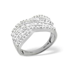 Diamond 1.00CT 18K White Gold Cross-Over Ring 8 Diamond 1.00CT 18K White Gold Cross-Over Ring -The Diamond Store 14441