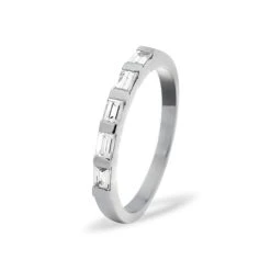 EMERALD CUT 18K White Gold Diamond ETERNITY RING 0.50CT H/SI