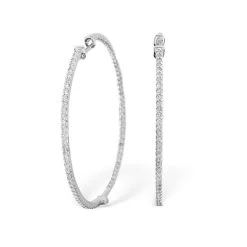 1.00ct Diamond Hoop Earrings In 9K White Gold - 39mm