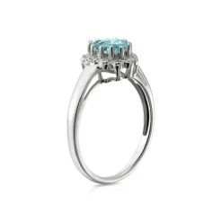 Aquamarine 0.70CT And Diamond 9K White Gold Ring -The Diamond Store 19 C3524 3
