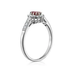 Ruby Ring With Lab Diamonds In 925 Silver - 5 X 3mm Centre 8 Ruby Ring With Lab Diamonds In 925 Silver - 5 X 3mm Centre -The Diamond Store 19 DCR10 Rw 3