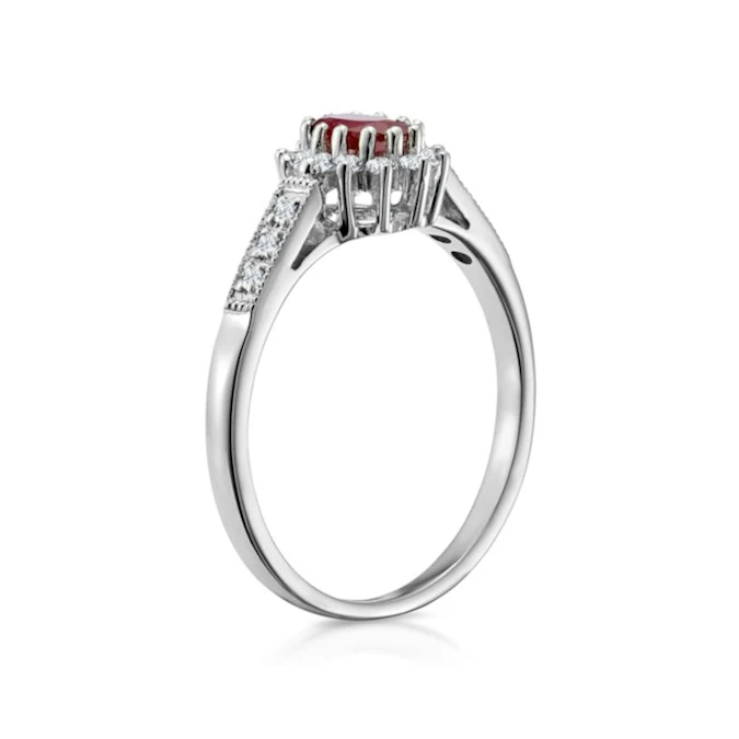 Ruby Ring With Lab Diamonds In 925 Silver - 5 X 3mm Centre 3 Ruby Ring With Lab Diamonds In 925 Silver - 5 X 3mm Centre - Image 3