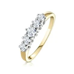 Ellie 18K Gold 5 Stone Diamond Eternity Ring 0.50CT