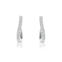Huggie Earrings 0.11ct Diamond 9K White Gold