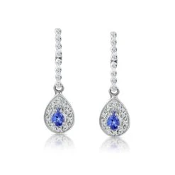 Tanzanite 0.28CT And Diamond 9K White Gold Earrings