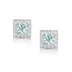 Aquamarine 1.90CT And Diamond 9K White Gold Earrings
