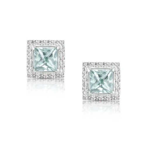 Aquamarine 1.90CT And Diamond 9K White Gold Earrings -The Diamond Store 19 F2249