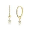 Stellato Diamond Encrusted Huggie Star Charm Earrings 0.12ct In 9K Gold