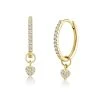 Stellato Diamond Encrusted Huggie Heart Charm Earrings 0.11ct In 9K Gold