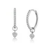 Stellato Diamond Encrusted Huggie Heart Earrings 0.11ct In 9K White Gold