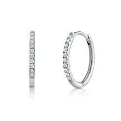 Stellato Diamond Encrusted Huggie Earrings 0.09ct In 9K White Gold