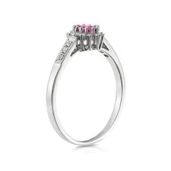 9K White Gold Diamond Pink Sapphire Ring 0.14ct 8 9K White Gold Diamond Pink Sapphire Ring 0.14ct -The Diamond Store 19 Y2193 3