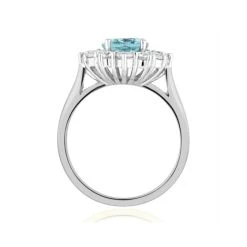 Aquamarine 1.7ct And Lab Diamond 1ct Cluster Ring In 18K White Gold -The Diamond Store 20 DCR05 Aws