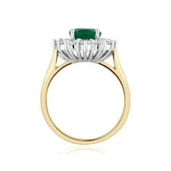 Emerald 1.95CT And Diamond 1.00ct Cluster Ring In 18K White Gold -The Diamond Store 20 DCR05 Es