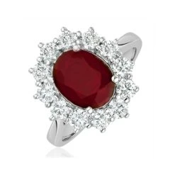 Ruby 2.40ct And Diamond 1.00ct Cluster Ring In 18K White Gold
