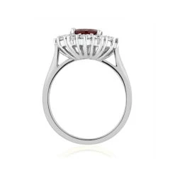 Ruby 2.40ct And Lab Diamond 1.00ct Cluster Ring In 18K White Gold -The Diamond Store 20 DCR05 Rws 1