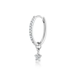 SINGLE Stellato Diamond Huggie Star Earring 0.12ct In 9K White Gold