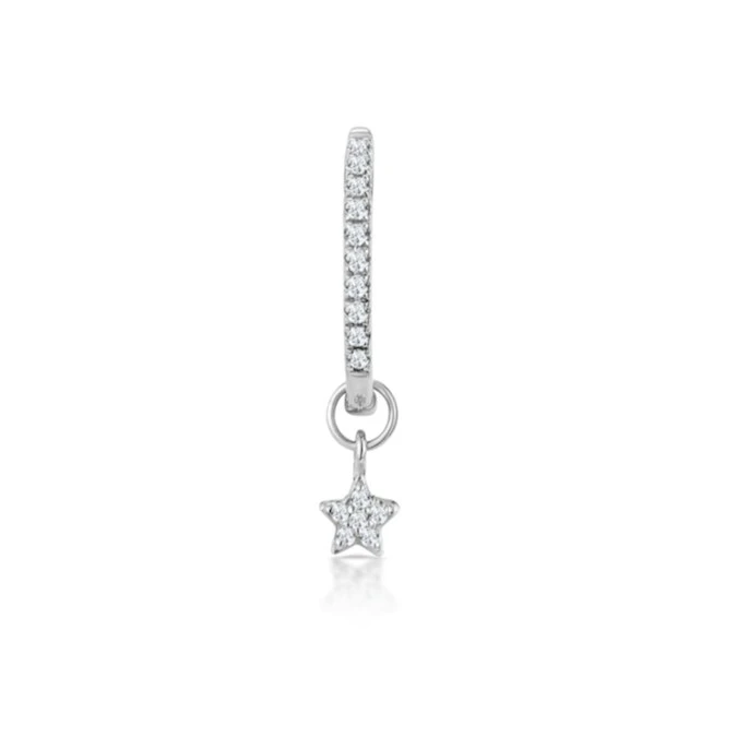 SINGLE Stellato Diamond Huggie Star Earring 0.12ct In 9K White Gold 2 SINGLE Stellato Diamond Huggie Star Earring 0.12ct In 9K White Gold - Image 2