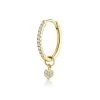 SINGLE Stellato Diamond Huggie Heart Charm Earring 0.11ct In 9K Gold