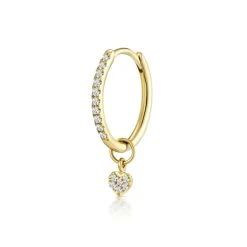 SINGLE Stellato Diamond Huggie Heart Charm Earring 0.11ct In 9K Gold