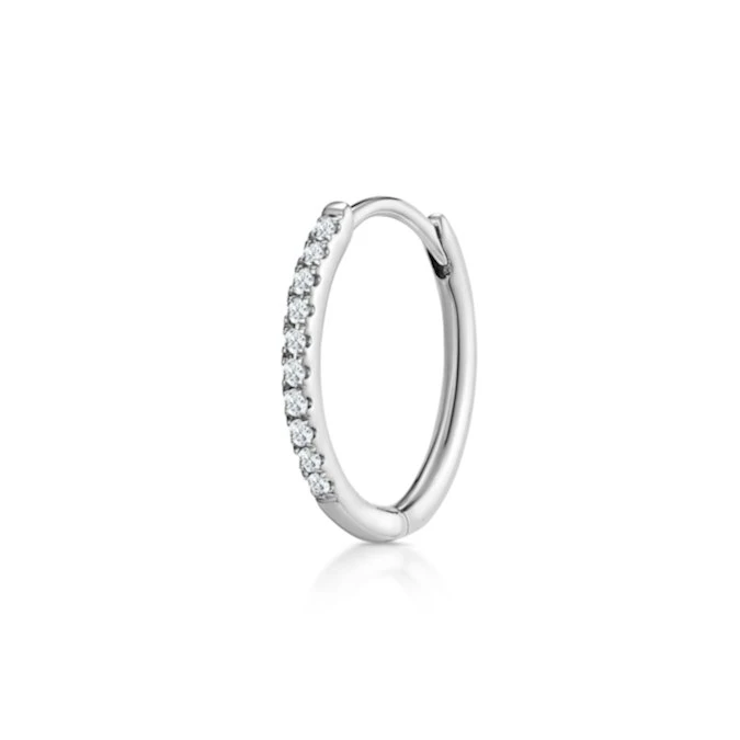 SINGLE Stellato Diamond Huggie Earring 0.09ct In 9K White Gold 1 SINGLE Stellato Diamond Huggie Earring 0.09ct In 9K White Gold