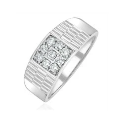 Mens Lab Diamond Signet Ring 0.50ct H/Si In 925 Silver