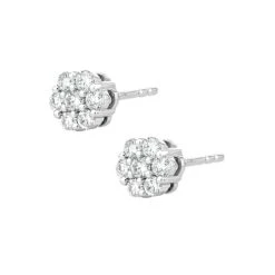 Lab Diamond Cluster Earrings 0.50ct H/SI Quality Set In 9K White Gold -The Diamond Store 20 LBF1001 s