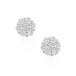 Lab Diamond Cluster Earrings 0.50ct H/SI Quality Set In 9K White Gold