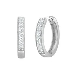 Lab Diamond Huggie Earrings 0.25ct H/Si Pave Set In 9K White Gold