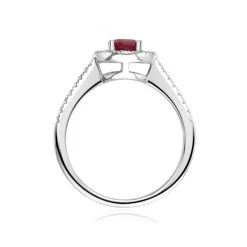 Halo Ruby 0.65ct And Diamond 18K White Gold Ring -The Diamond Store 20 SR17 RWs