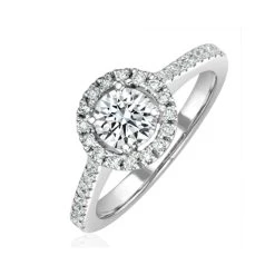 2.05ct Ella Halo Lab Diamond Engagement Ring IGI H/SI1 18K White Gold