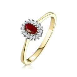 Ruby 5 X 3mm And Diamond 9K Gold Ring