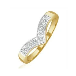 Diamond 0.11ct 9K Yellow Gold Wishbone Ring