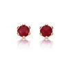 Ruby 3 X 3mm 9K Yellow Gold Stud Earrings