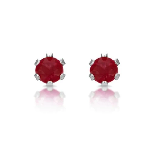 Ruby 3 X 3mm 9K White Gold Stud Earrings -The Diamond Store 20 Z1385w
