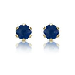 Sapphire 3mm 9K Yellow Gold Stud Earrings
