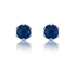 Sapphire 3mm 9K White Gold Stud Earrings