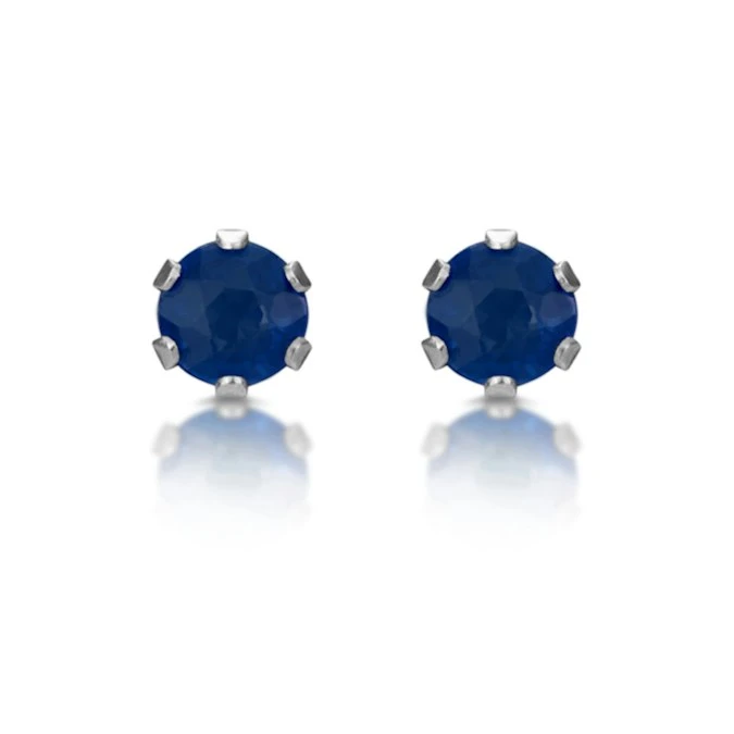 Sapphire 3mm 9K White Gold Stud Earrings 1 Sapphire 3mm 9K White Gold Stud Earrings