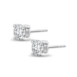 Lab Diamond Stud Earrings 1.00ct H/Si Quality In 9K White Gold - 5.2mm -The Diamond Store 21 LBF3011Ws
